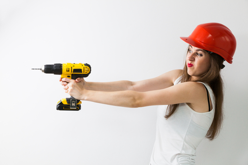 Women with a drill